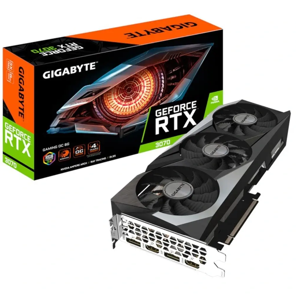 Gigabyte GeForce RTX 3070 GAMING OC 8GB — Box confirms RTX 3070 GAMING OC 8G; revision unconfirmed.